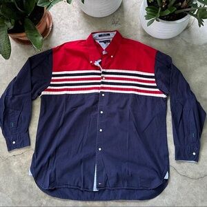 Vintage Tommy Hilfiger Red and Blue Button Down Shirt